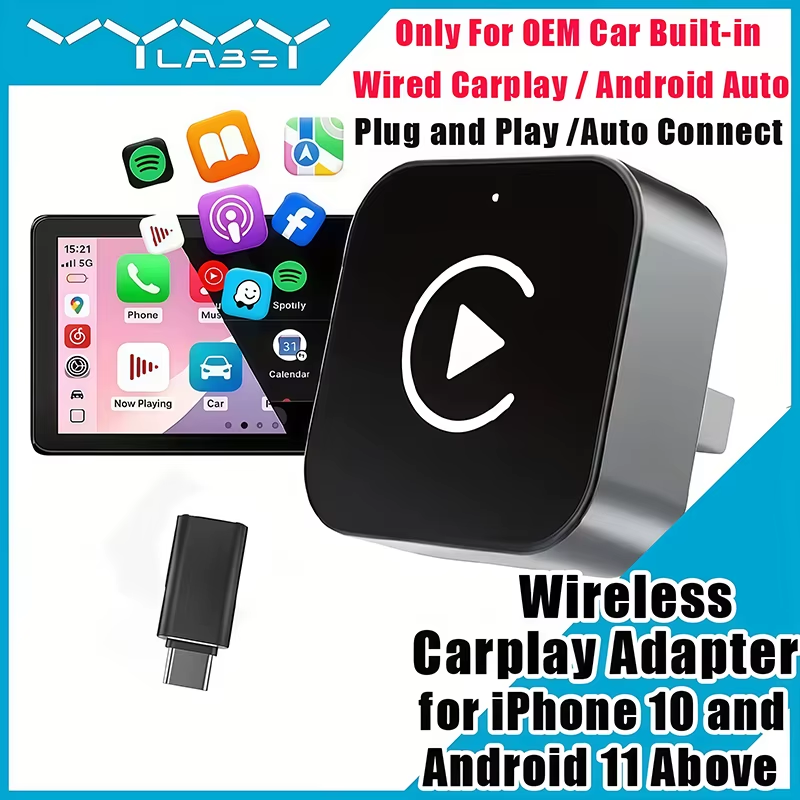 Quality Phone Accessories - 2-in-1 Wireless CarPlay Adapter Plug-and-Play for
