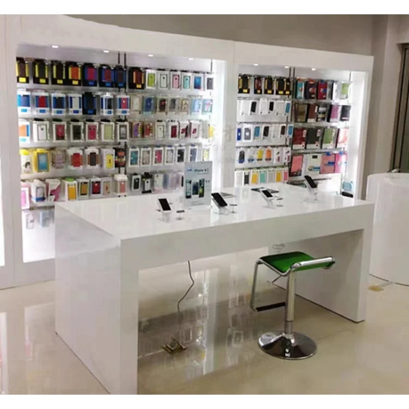 custom，Wooden Slatwall Mobile  - Phone Accessories Cabinet 评论和价格