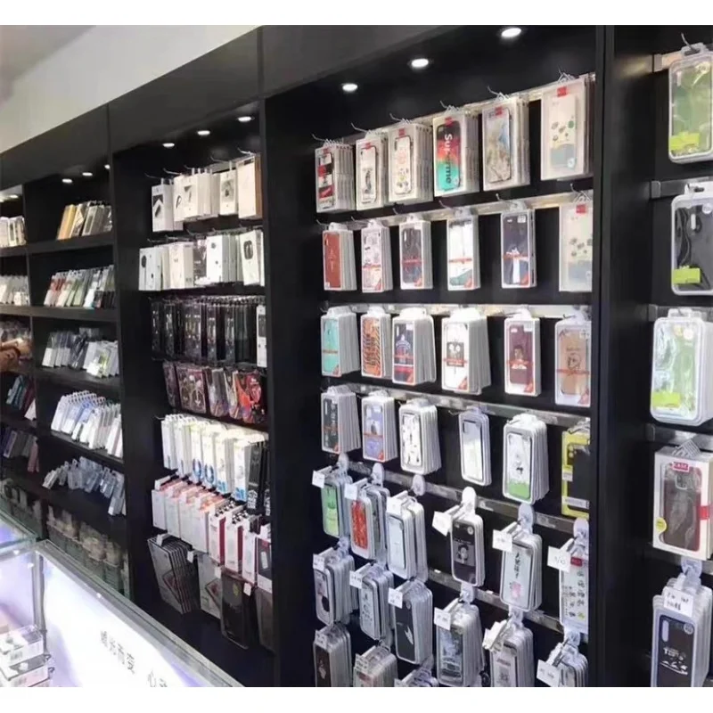 custom，Wooden Slatwall Mobile  - Phone Accessories Cabinet 评论和价格